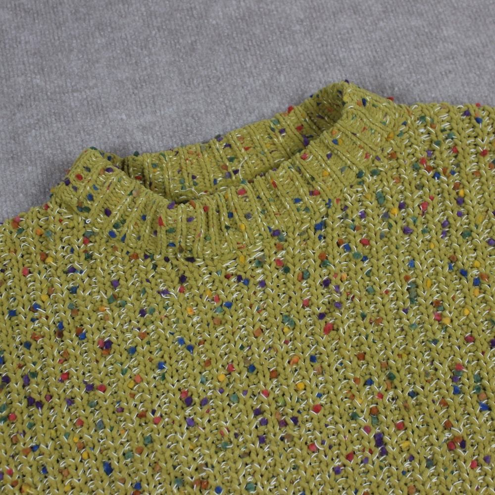 Easel Chartreuse Confetti Chunky Knit Sweater Green Multi Color Pullover Small